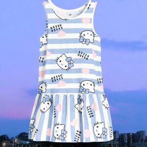 H&M Cute Blue Hello Kitty Prints Sleeveless dress 100% Cotton Sting free summer